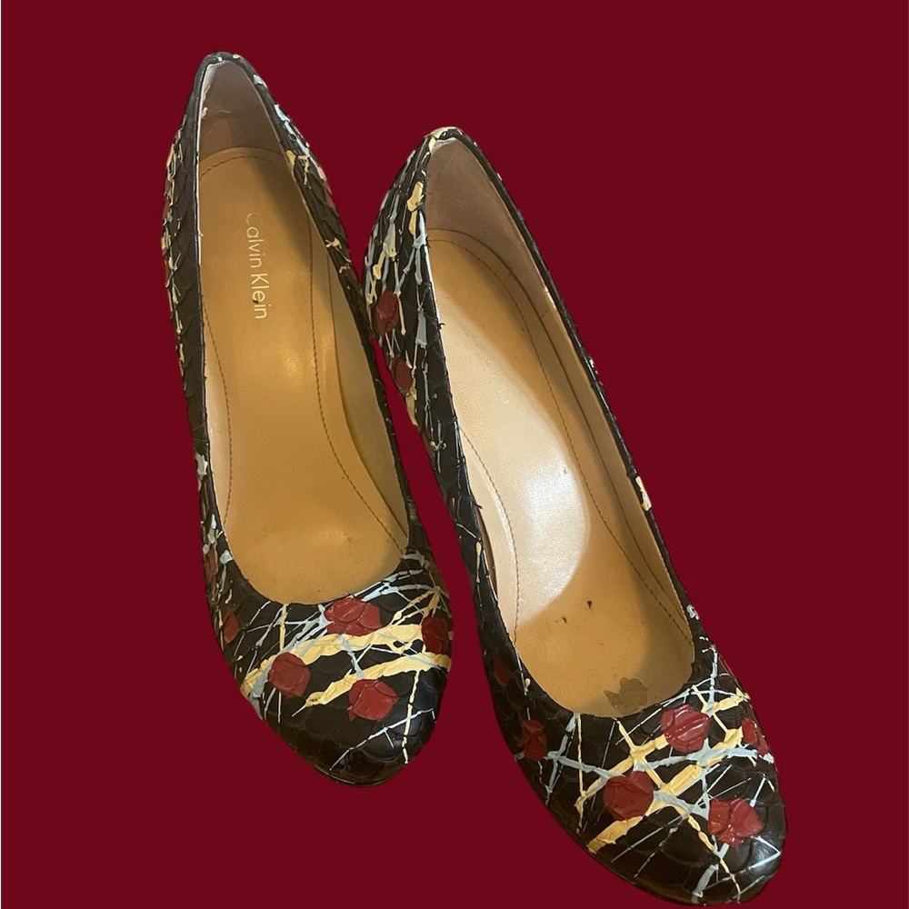 Calvin Klein Jackson Pollock Style Splatter Paint Platform Heels Vibram Soles - Picture 4 of 7